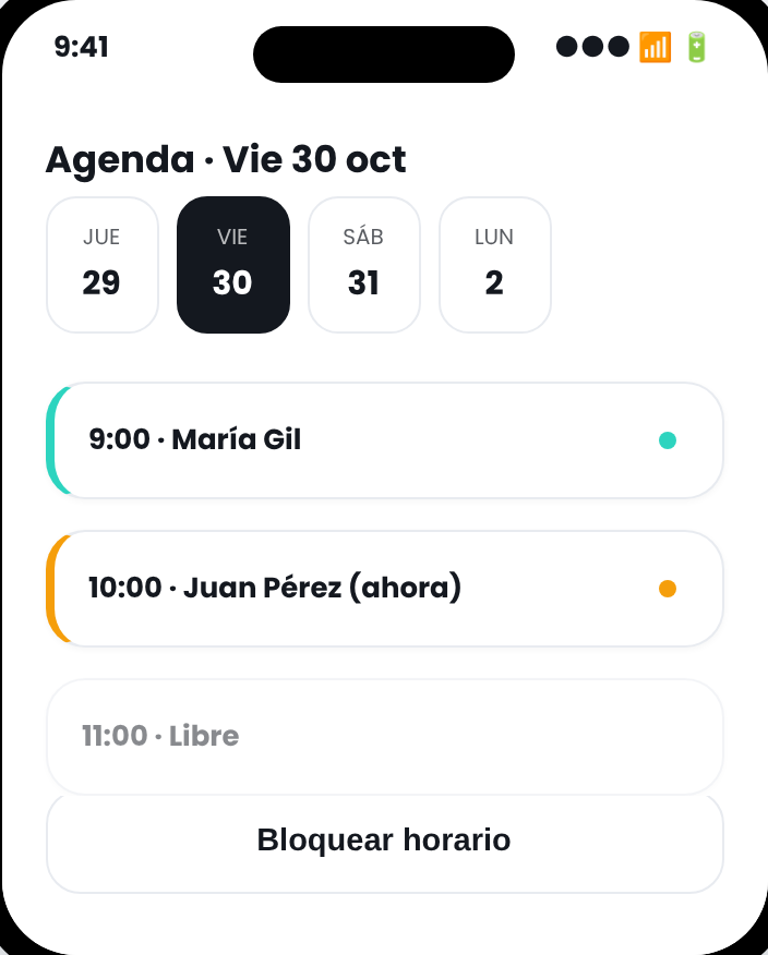 Agenda del médico en Voomi Health